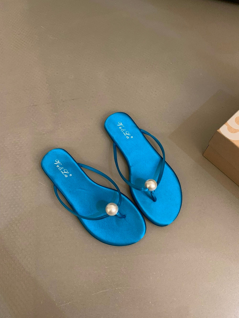 Get trendy with By the sea faux pearl in Klein blue flat shoes sandal -  available at Peiliee Shop. Grab yours for $28 today!