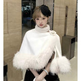 SheepKiss Winter Rose Snow White Princess Cape Faux Fur