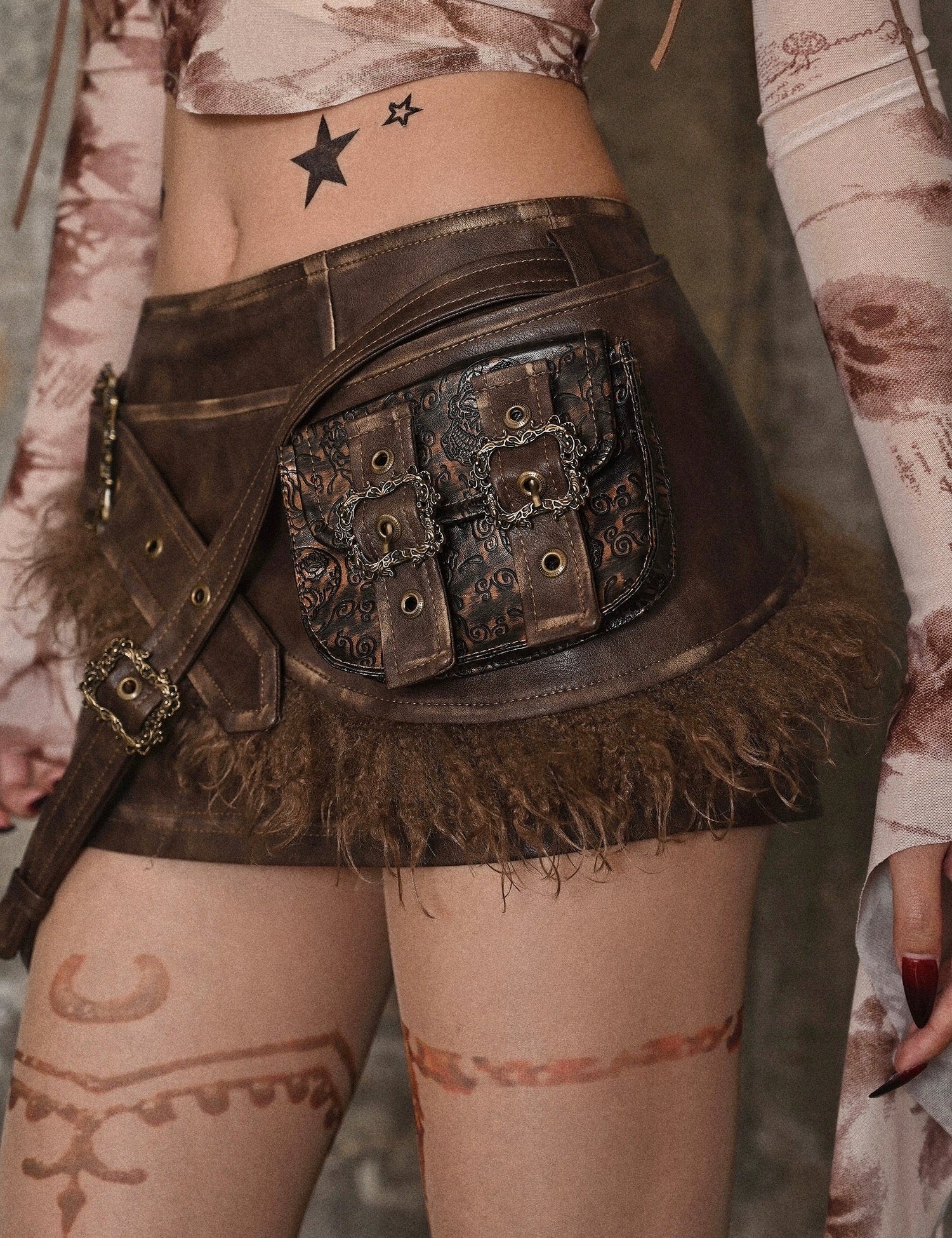 Get trendy with [Blood Supply] Vintage Punk Leather Mini Skirt - Clothing available at Peiliee Shop. Grab yours for $47 today!