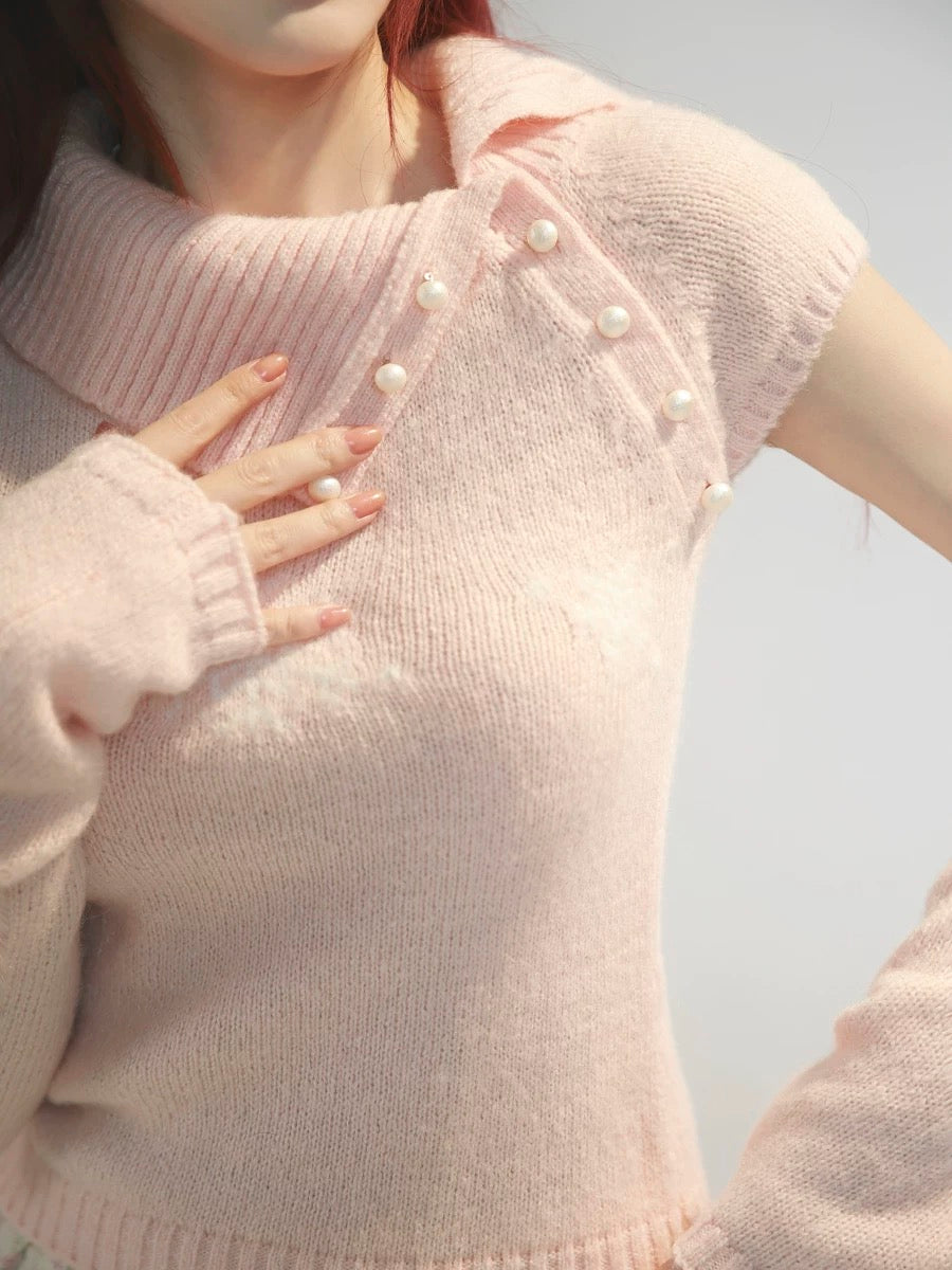 Get trendy with [Rose Island] Fairy Spirit Soft Coquette Dream In Pink Sweater With Arm warmer -  available at Peiliee Shop. Grab yours for $45 today!