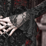 [Blood Supply] Scarlet Romance Gothic Velvet Long-Sleeve Mermaid Dress