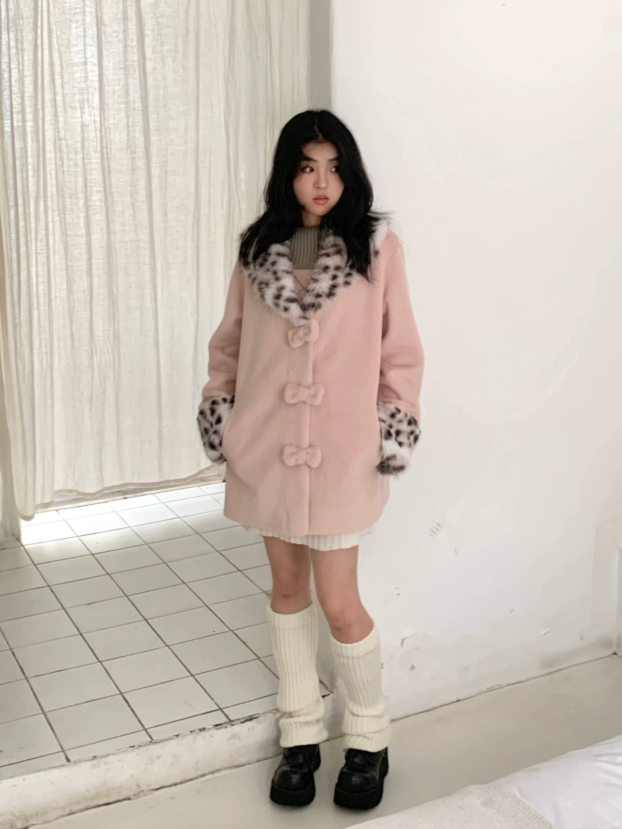 Get trendy with Sic Astra Coquette Kitty Pastel Pink Faux Fur Coat - Accessories available at Peiliee Shop. Grab yours for $85 today!