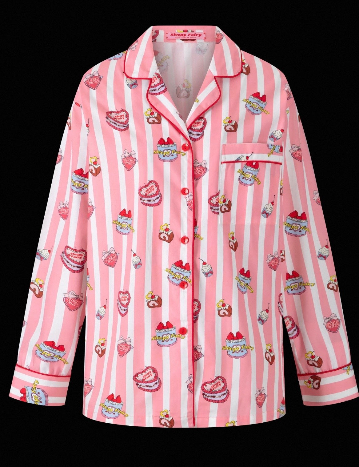 Sleepy Fairy Happy Birthday Pink Stripe Cotton Pajama Set