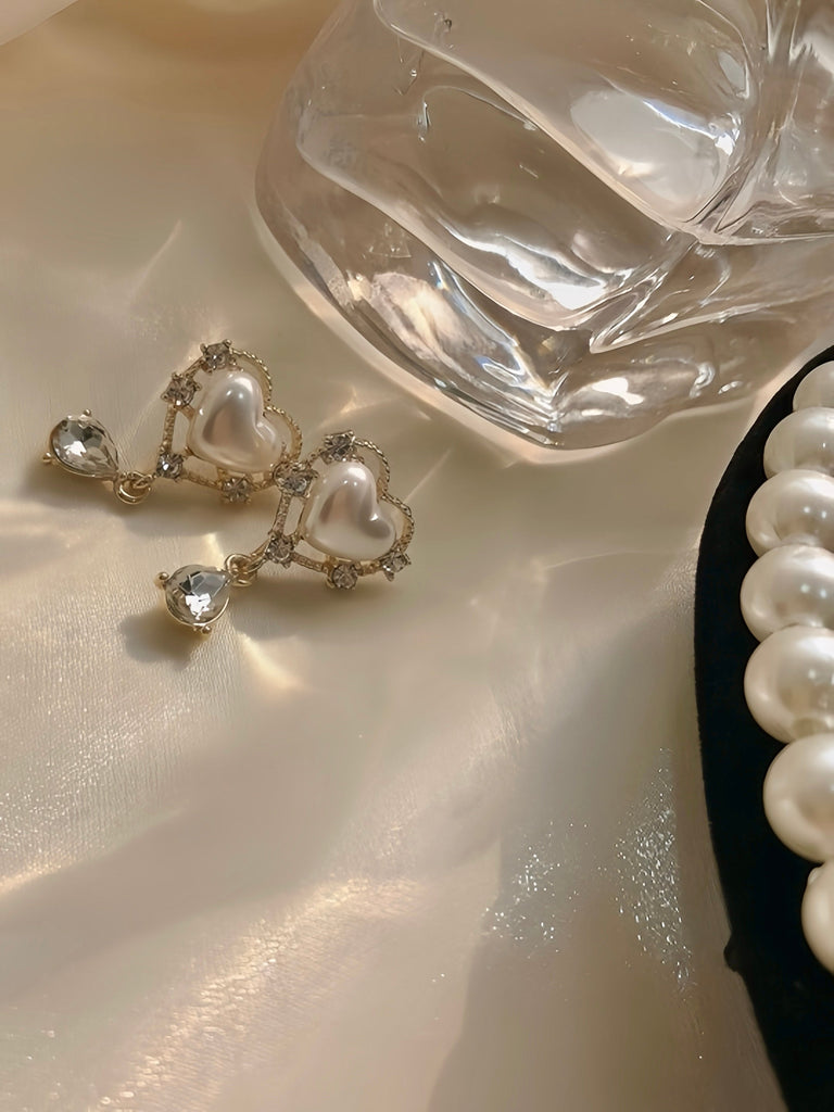 The Love Song Glass Pearl Earring Ear clip 925 silver pin - Premium  from Basic - Just $3.99! Shop now at Peiliee Shop