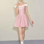 Get trendy with [UNDERPASS] Princess In Pink Mini Dress -  available at Peiliee Shop. Grab yours for $58 today!