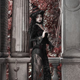 [Blood Supply] Scarlet Romance Gothic Velvet Long-Sleeve Mermaid Dress