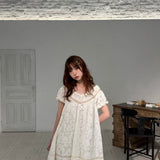PacificPosition Sunday in Provence Vintage Lace Cotton Babydoll Dress