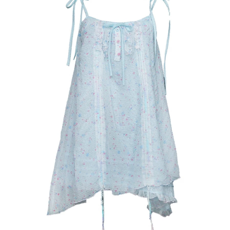 [Rose Island] Pink Mermaid Mini Floral Dress