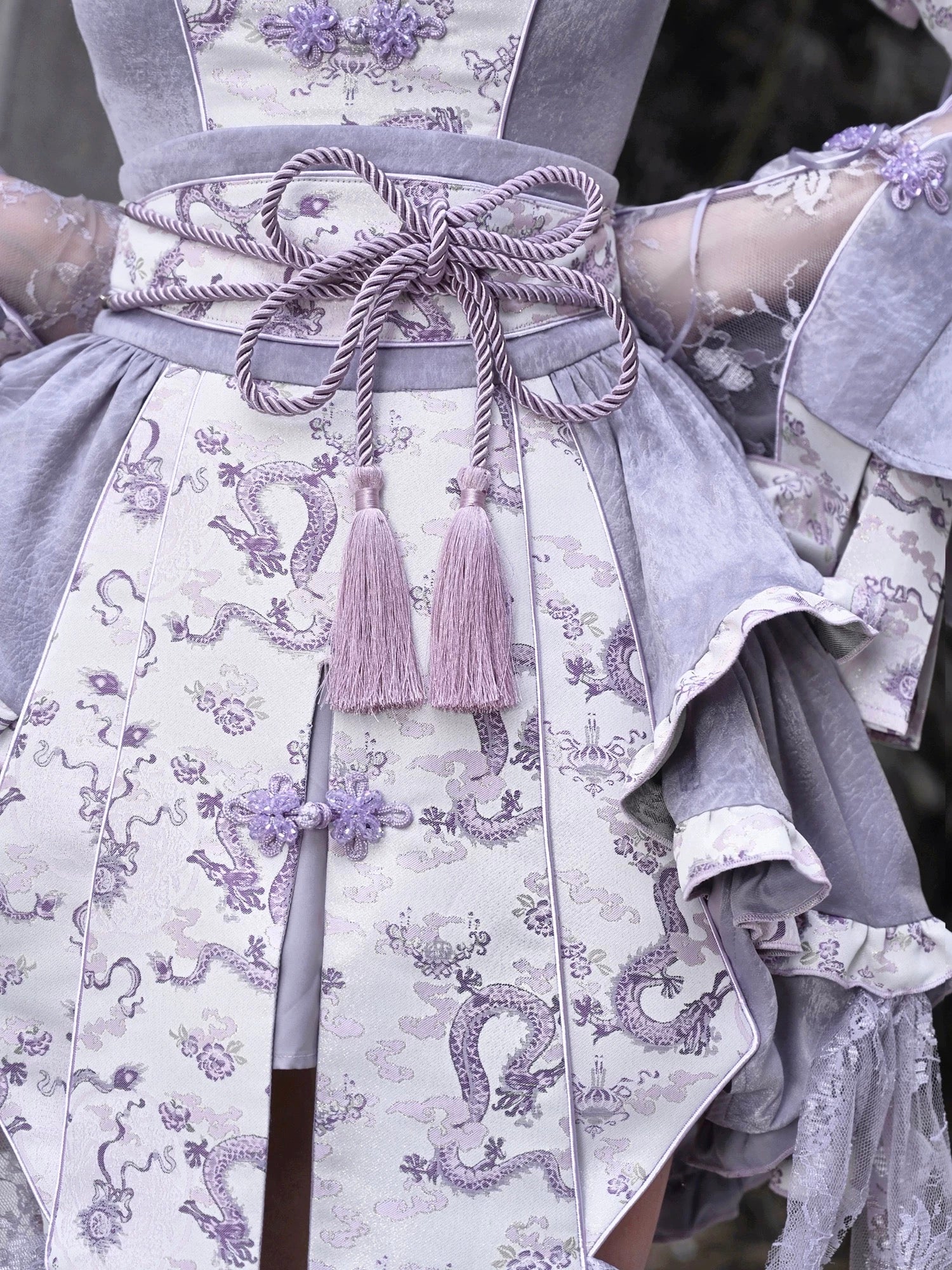 Get trendy with [Blood Supply] Dragon In Wisteria Chinese Lolita Fashion Set Mini Skirt - Skirt available at Peiliee Shop. Grab yours for $59 today!