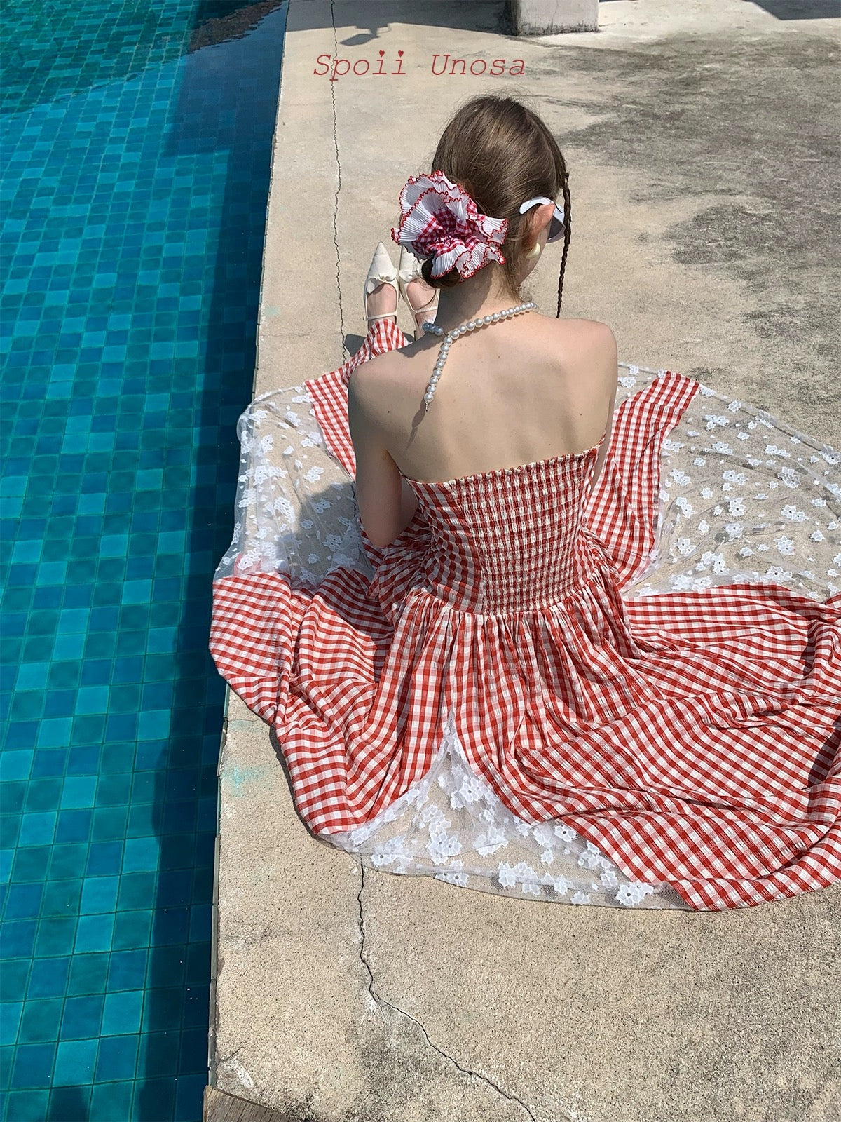 Get trendy with [SPOII UNOSA] Garden Dress Gingham Midi Dress Gown -  available at Peiliee Shop. Grab yours for $72 today!