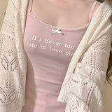 Get trendy with [Buy 2 Get 1 Free] It’s never too late to love me cotton vest top - vest available at Peiliee Shop. Grab yours for $12.80 today!