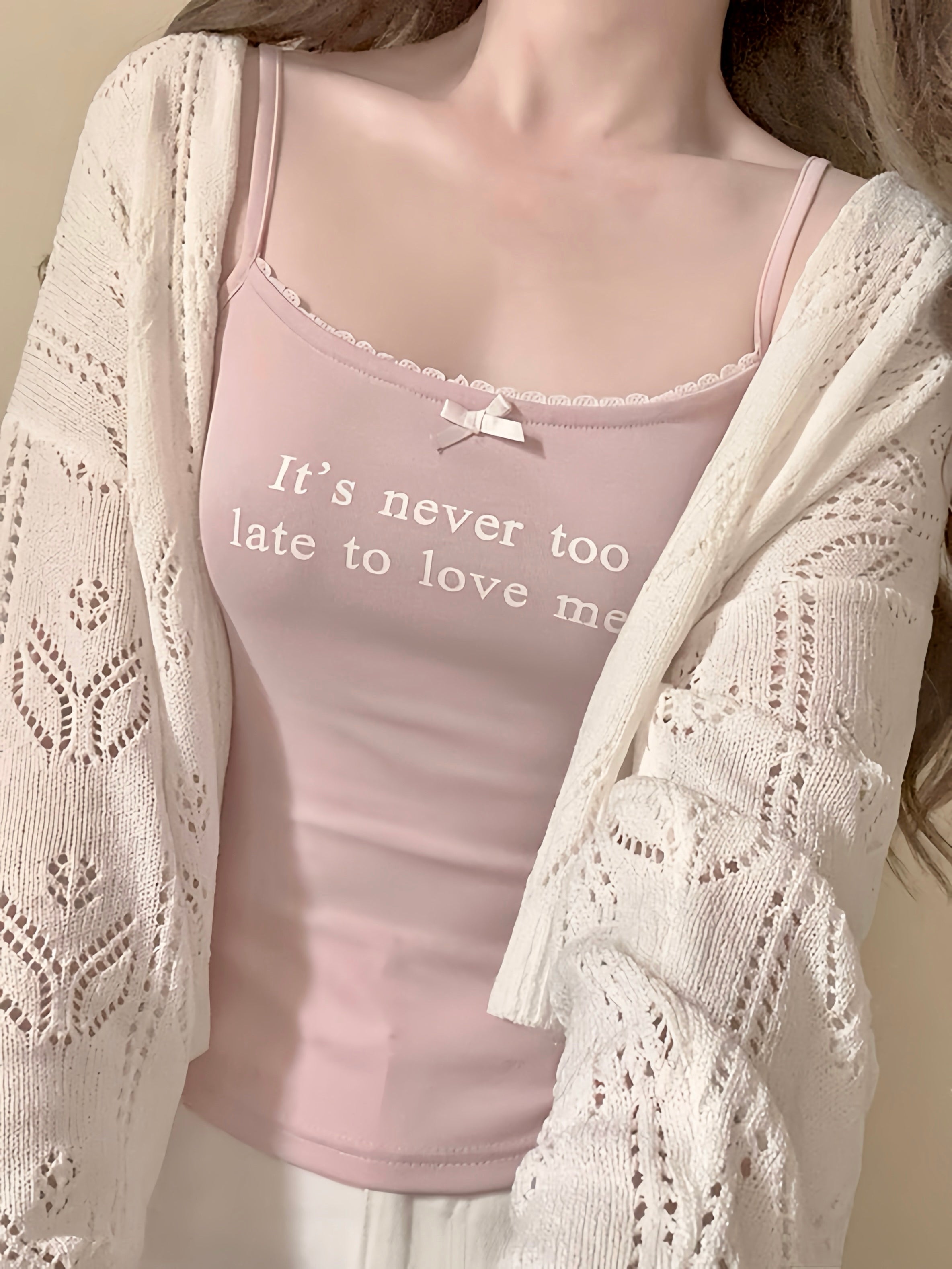 Get trendy with [Buy 2 Get 1 Free] It’s never too late to love me cotton vest top - vest available at Peiliee Shop. Grab yours for $12.80 today!