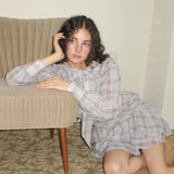 MineBeThyVers Bluebell Plaid Cotton Mini Dress
