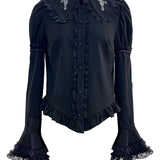 Evil Tooth Rosy Cross Embroidered Gothic Blouse
