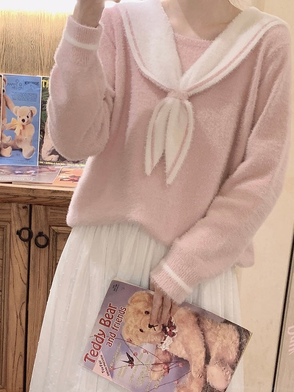 Get trendy with [Faux Fur] Pink Sailor School Girls Warm Sweater - Sweater available at Peiliee Shop. Grab yours for $26.80 today!