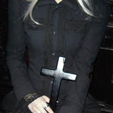 KittenClaw Nightfall Black Gothic Lace Cross 100% Cotton Top and skirt set