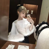 SheepKiss Winter Rose Snow White Princess Cape Faux Fur