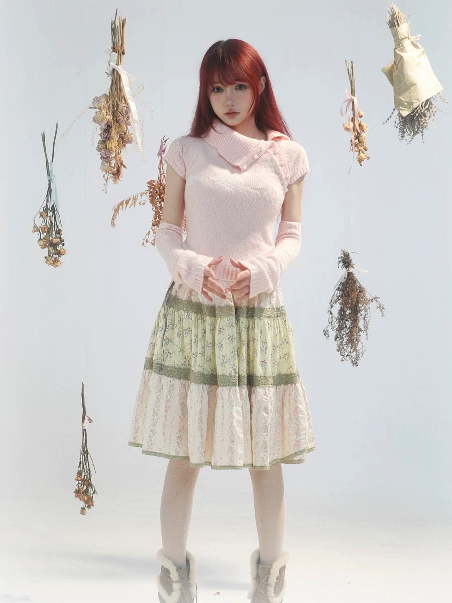 Get trendy with [Rose Island] Fairy Spirit Soft Coquette Dream In Pink Sweater With Arm warmer -  available at Peiliee Shop. Grab yours for $45 today!