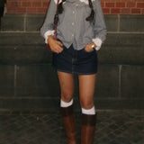 [Peiliee Design] Gingham Babydoll Cotton Shirt