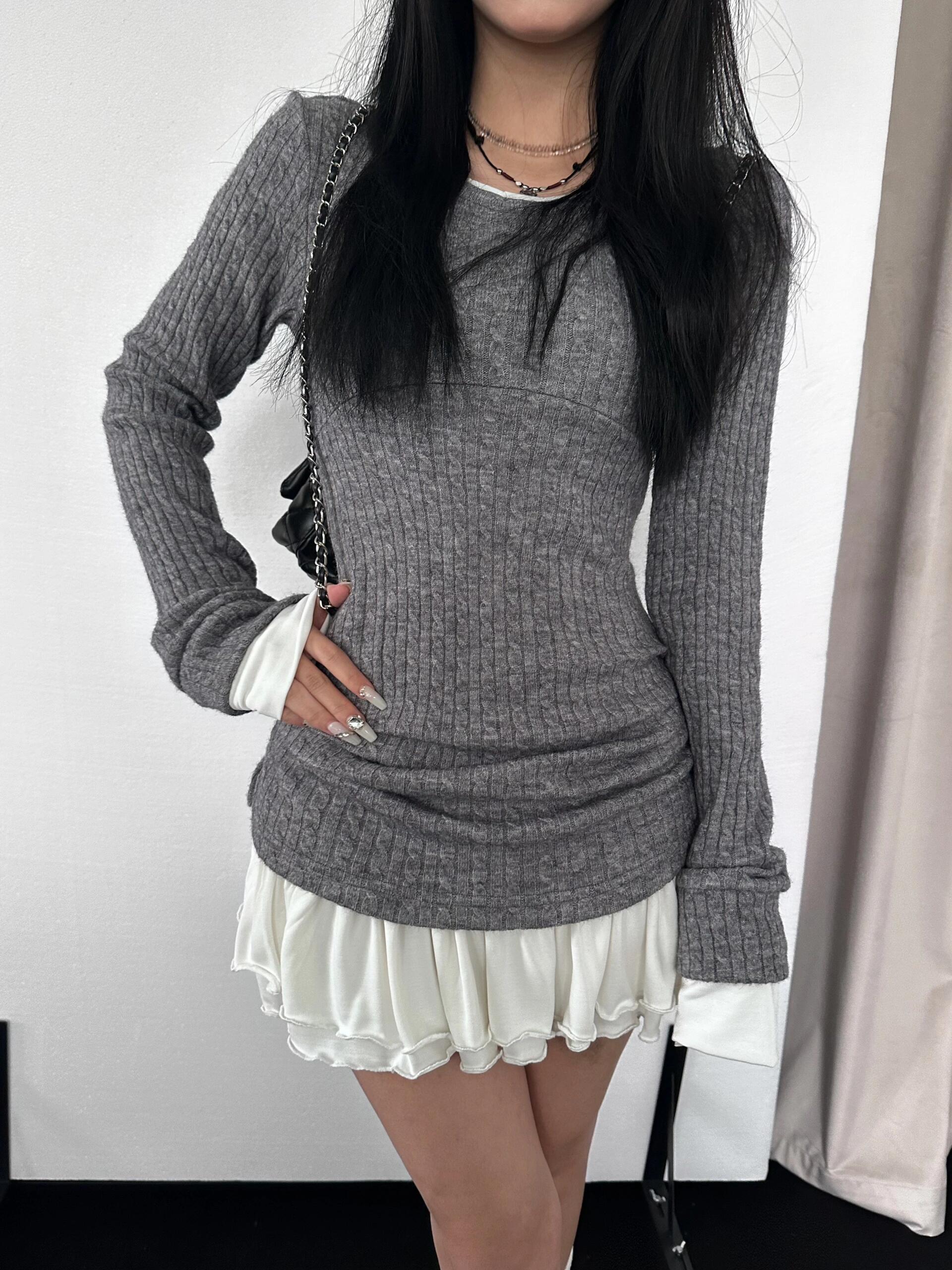 Get trendy with [Customizable] Long sleeves version - High school sweetheart 2 in 1 cotton mini dress -  available at Peiliee Shop. Grab yours for $49 today!