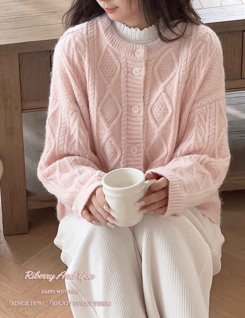 Get trendy with Angelic Sakura pink soft knitting sweater cardigan - Sweater available at Peiliee Shop. Grab yours for $25.50 today!