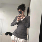 Get trendy with [Customizable] Long sleeves version - High school sweetheart 2 in 1 cotton mini dress -  available at Peiliee Shop. Grab yours for $49 today!