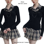 Get trendy with [Oth 24AW] Campus Chic School Girl Mini Dress Sweater Set -  available at Peiliee Shop. Grab yours for $38 today!