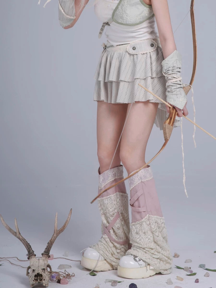 Get trendy with Rose Island AW24 Elf Guardian - Assassin Girl Mini Skirt with knife pocket - Skirt available at Peiliee Shop. Grab yours for $38.60 today!