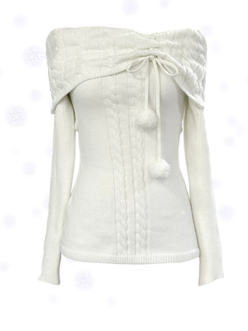 Get trendy with [Rose Island] The White Romance Wool-blend Sweater -  available at Peiliee Shop. Grab yours for $60 today!