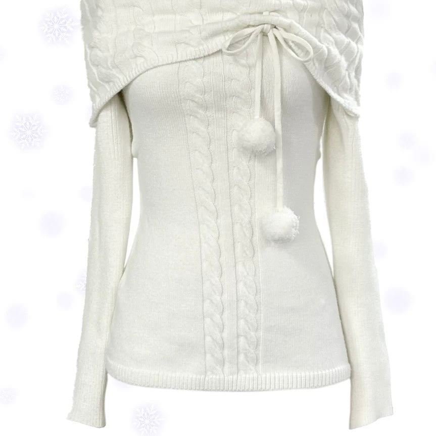 Get trendy with [Rose Island] The White Romance Wool-blend Sweater -  available at Peiliee Shop. Grab yours for $60 today!