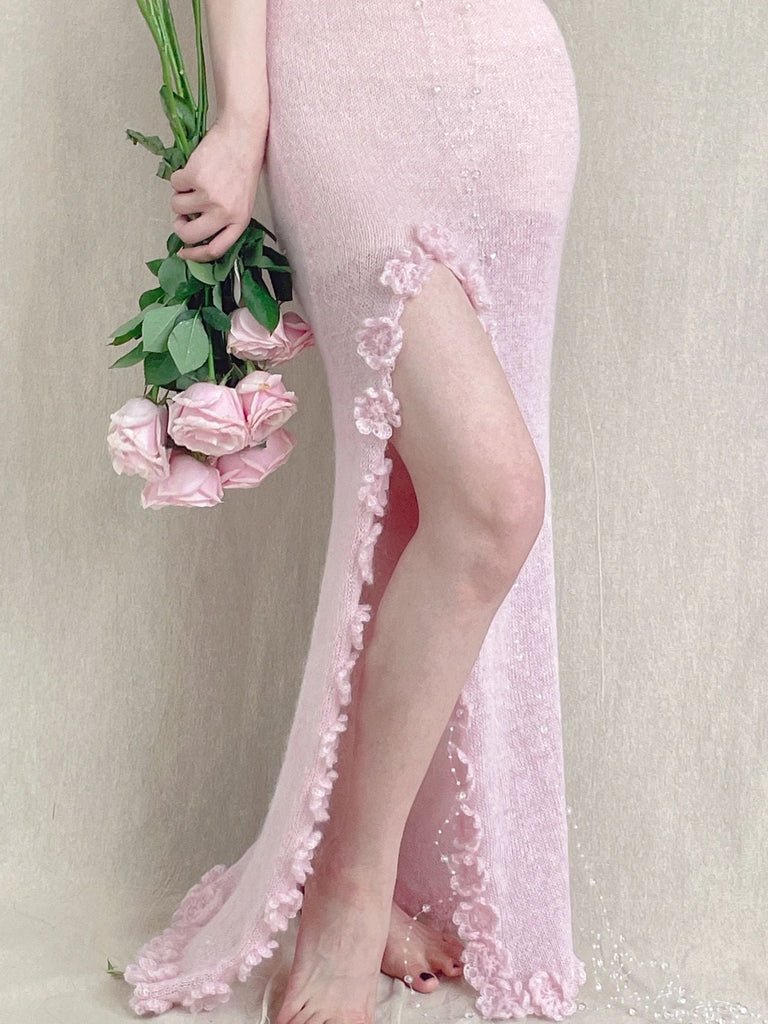 [Tailor Made] Rose Heaven Hand Knitted Dress Set - Premium  from SYLVIA Knitting Studio - Just $118! Shop now at Peiliee Shop