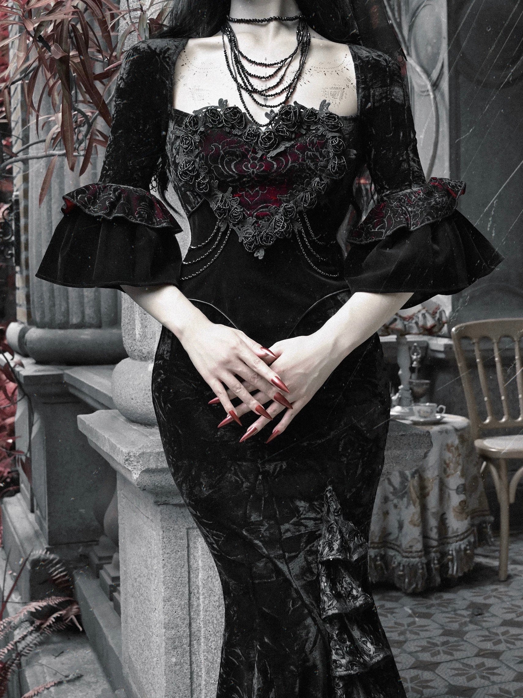 Blood Supply Christmas At Vampire Castle Maxi Dress Gown L