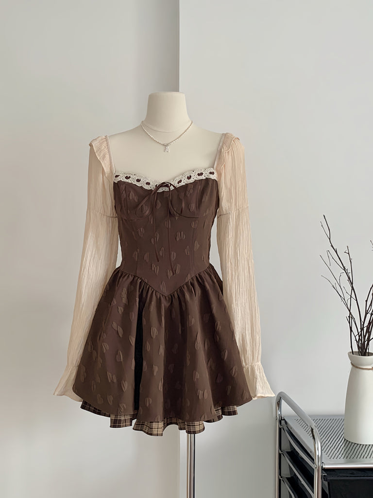 [Petite] Cocoa Hearts Mini Dress - Premium  from Peiliee Shop - Just $28! Shop now at Peiliee Shop
