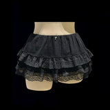 KittenClaw Nightfall Black Gothic Lace Cross 100% Cotton Top and skirt set