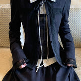KittenClaw Nightfall Black Gothic Lace Cross 100% Cotton Top and skirt set