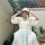 Get trendy with [August Unicorn] Angel Shell Princess transparent outer dress - Dresses available at Peiliee Shop. Grab yours for $105 today!