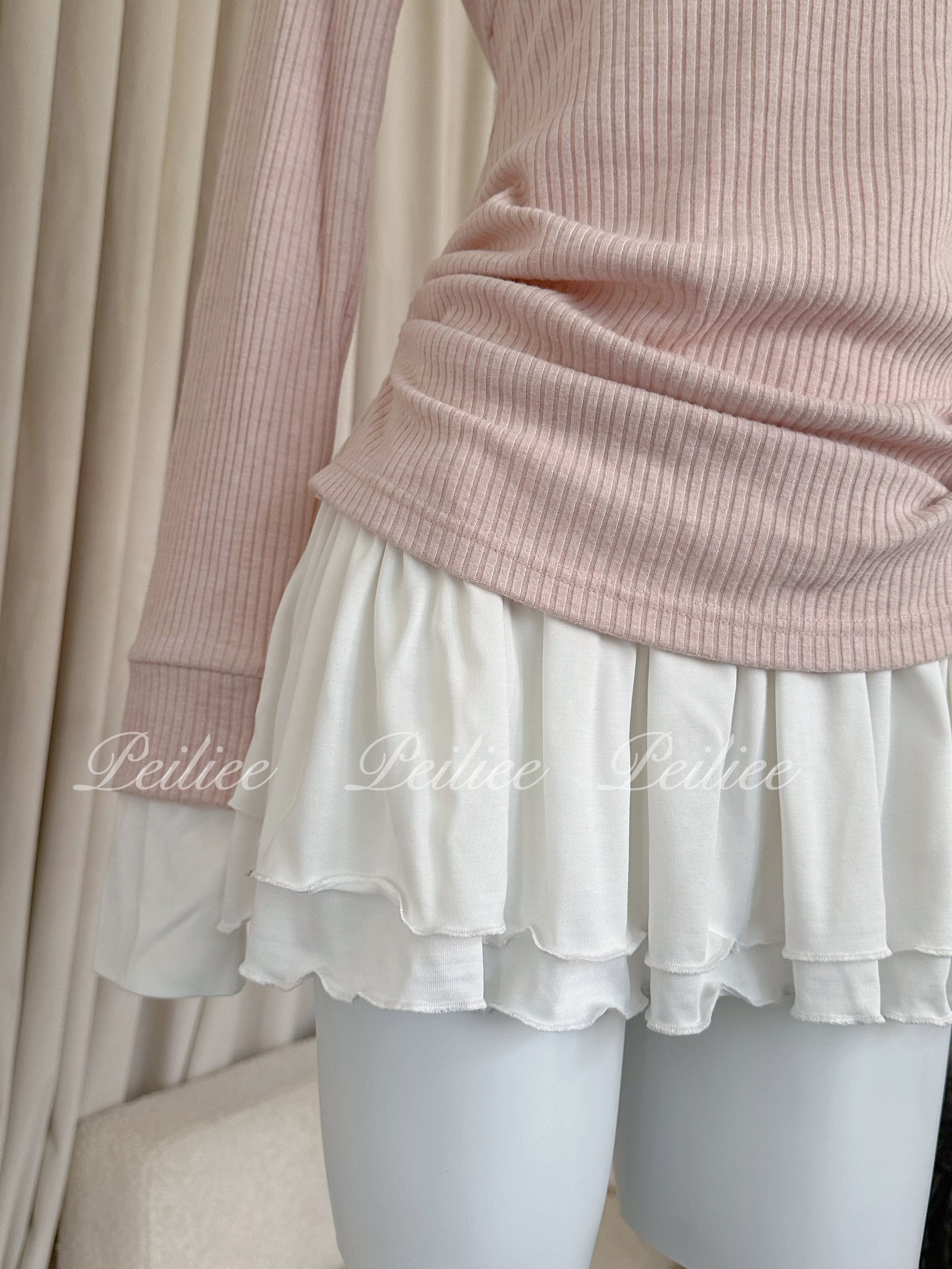 Get trendy with [Peiliee Co-Design] In My Soft Pink Era Knitting 2 in 1 shirt mini dress - Apparel & Accessories available at Peiliee Shop. Grab yours for $45 today!