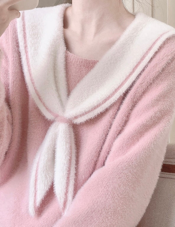 Get trendy with [Faux Fur] Pink Sailor School Girls Warm Sweater - Sweater available at Peiliee Shop. Grab yours for $26.80 today!