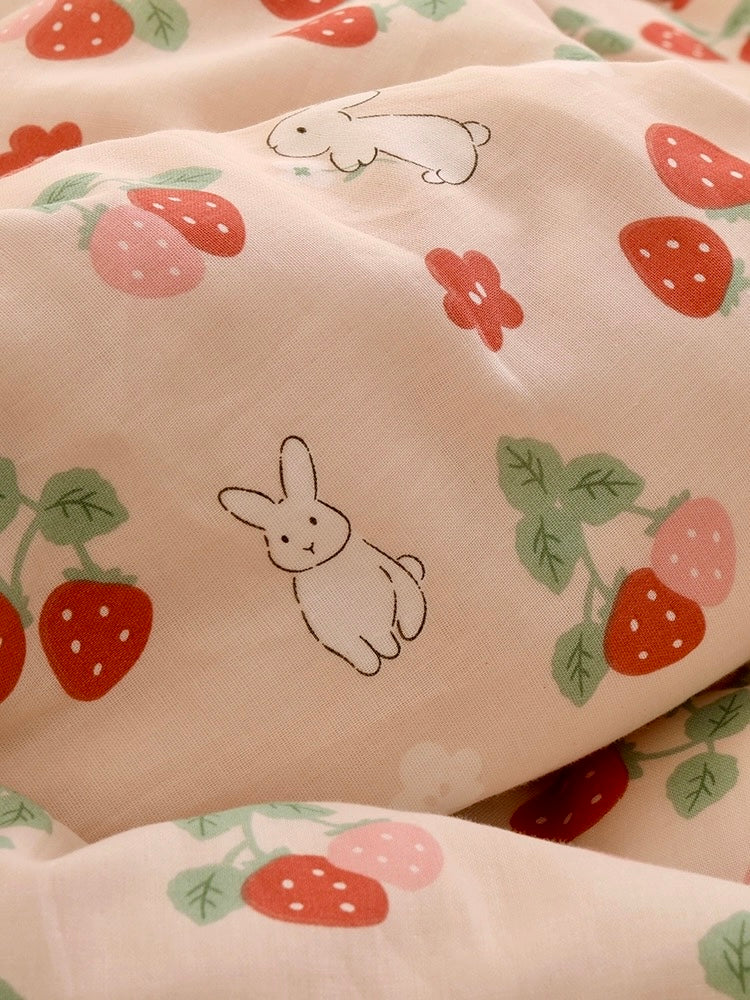 Strawberry Bunny Cotton Pillow Case - Premium  from Home - Just $9.90! Shop now at Peiliee Shop