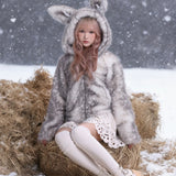 Rose Island Nordic Lucky Deer Faux Fur Antlers Coat