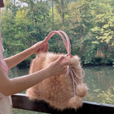 Rose Island Near the Little Deer Faux Fur Tote Bag