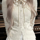 KittenClaw Morning Light Beige Gothic Lace Cross 100% Cotton Top and skirt set