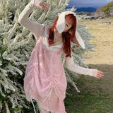 [Rose Island] Pink Mermaid Jellyfish  Style Mini Dress