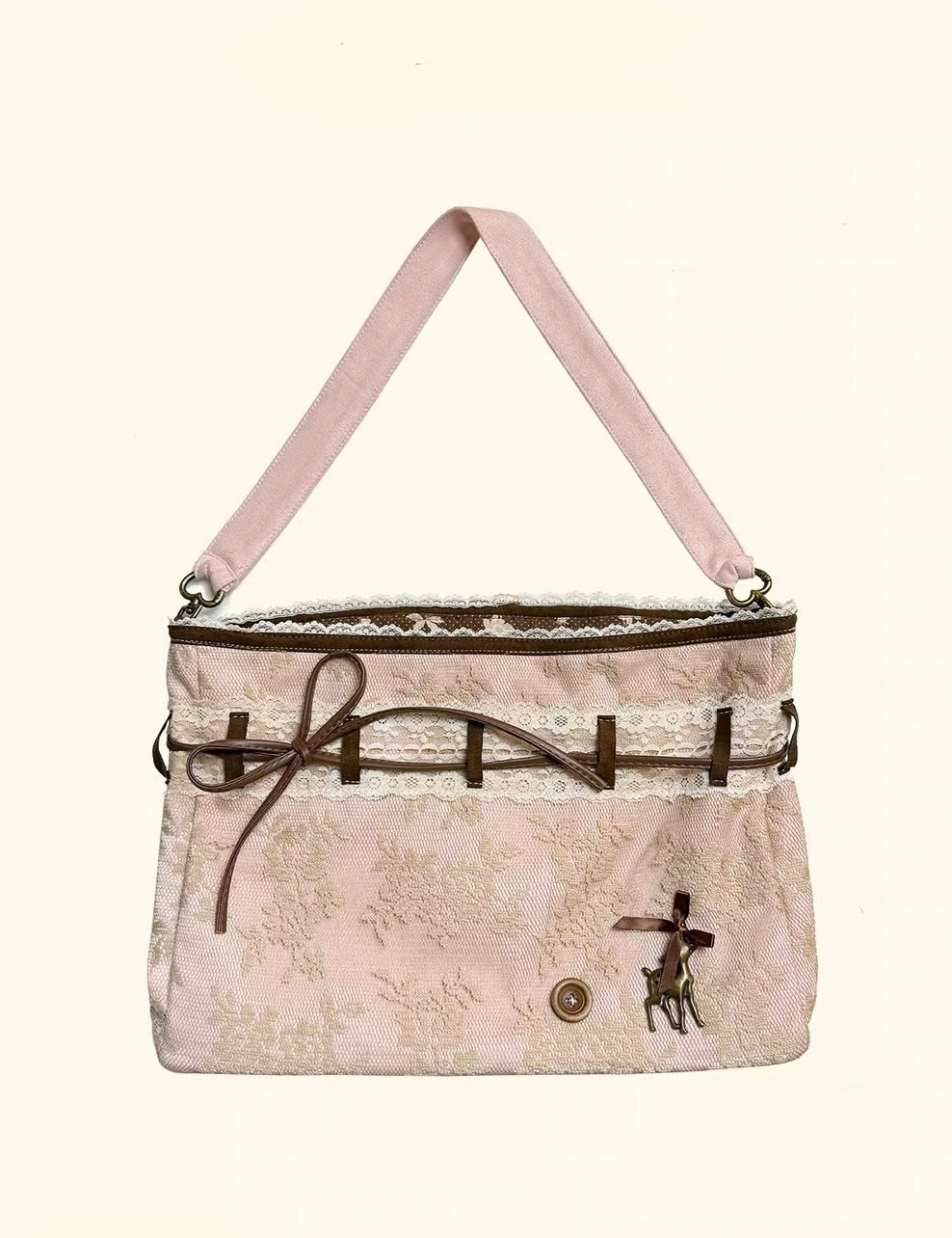 Rose Island Rose Letter Pink Deer Shoulder Bag