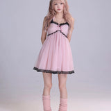 Evil Tooth Rosy Veil Polka Dot Lace Mini Dress