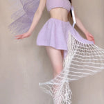 Get trendy with [Tailor Made] Lavender Dream Fairy Style Knitting Set with glass Pearl on bralette and skirt -  available at Peiliee Shop. Grab yours for $118 today!