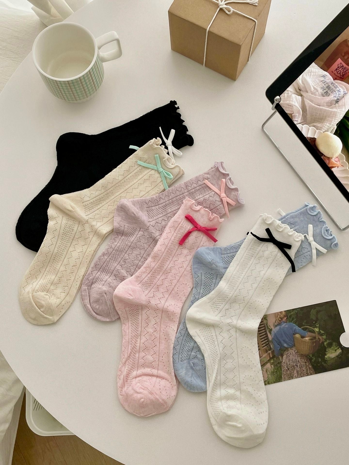 Get trendy with Lucky Girl Ribbon Socks - Accessories available at Peiliee Shop. Grab yours for $6.50 today!