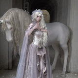 Blood Supply Moonlight Spirit Flower Semi-sheer Tulle Long Cap