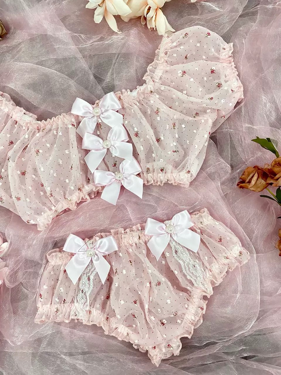 Get trendy with [Handmade Lingerie] Love Yourself Floral Lingeire Set -  available at Peiliee Shop. Grab yours for $19.90 today!