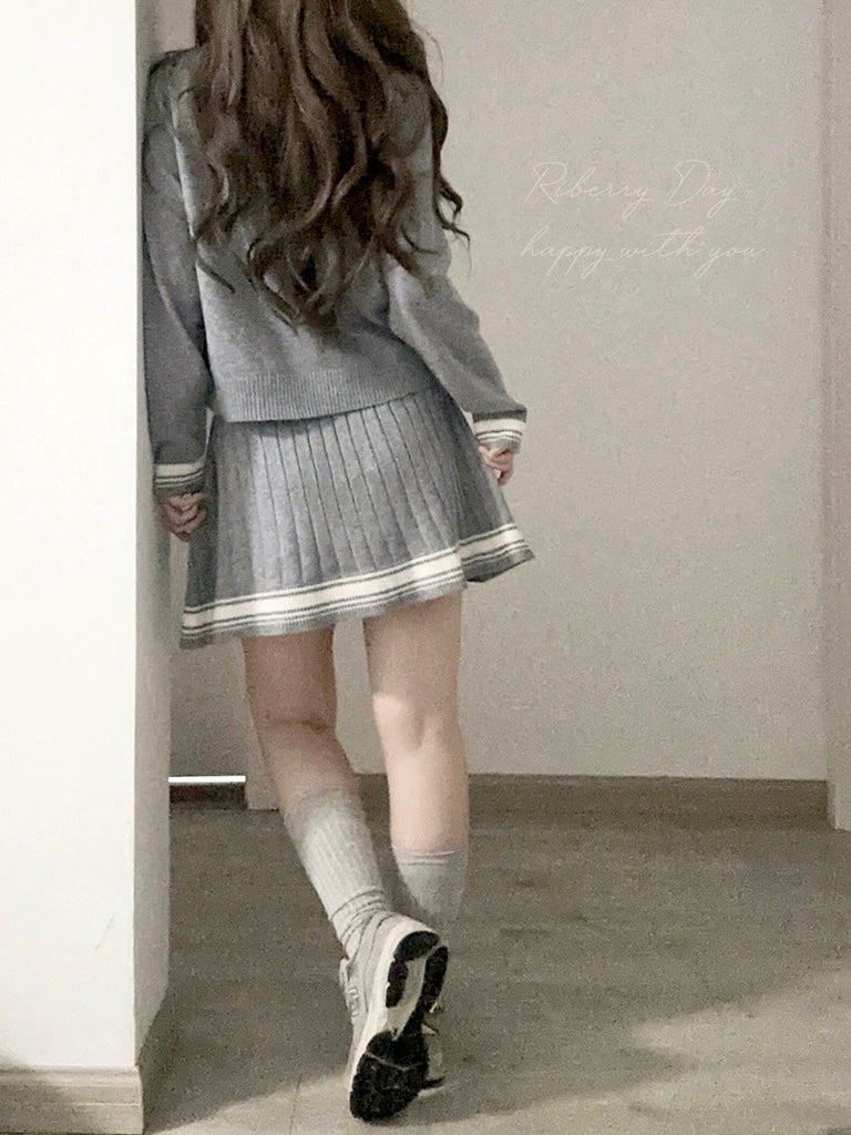 Get trendy with School days wool blended knitting cardigan skirt set - Sweater available at Peiliee Shop. Grab yours for $19.90 today!